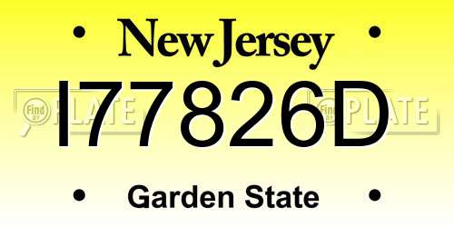 I77826D New Jersey License Plate