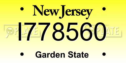 I778560 New Jersey License Plate
