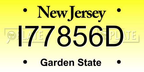 I77856D New Jersey License Plate