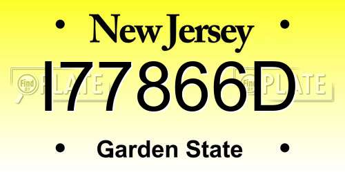 I77866D New Jersey License Plate