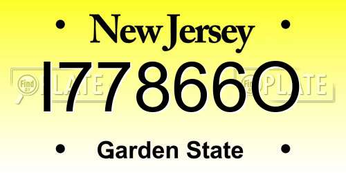 I77866O New Jersey License Plate