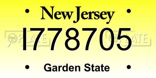 I778705 New Jersey License Plate