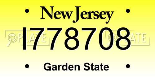 I778708 New Jersey License Plate
