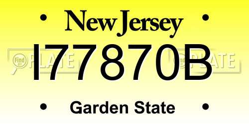 I77870B New Jersey License Plate