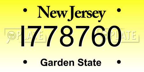 I778760 New Jersey License Plate