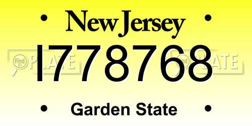 I778768 New Jersey License Plate