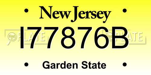 I77876B New Jersey License Plate