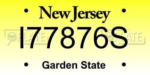 I77876S New Jersey License Plate