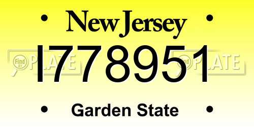I778951 New Jersey License Plate