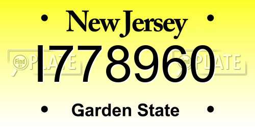 I778960 New Jersey License Plate