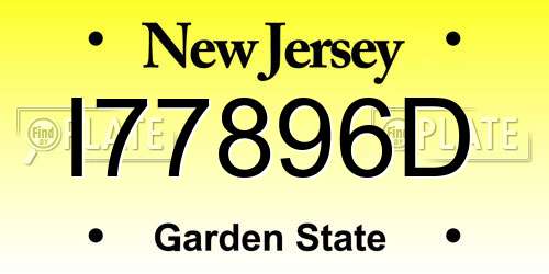 I77896D New Jersey License Plate