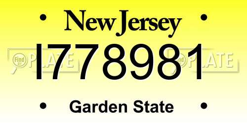 I778981 New Jersey License Plate