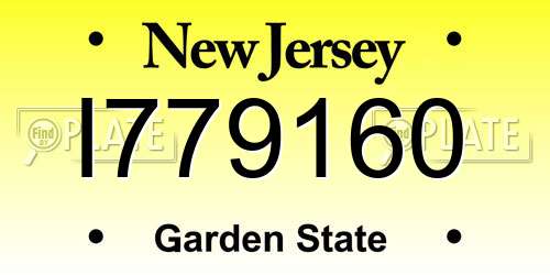 I779160 New Jersey License Plate
