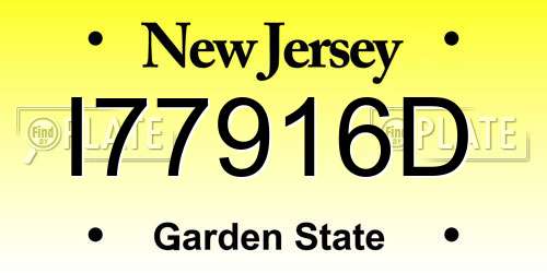 I77916D New Jersey License Plate