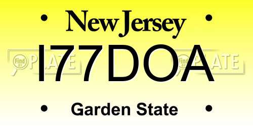 I77DOA New Jersey License Plate