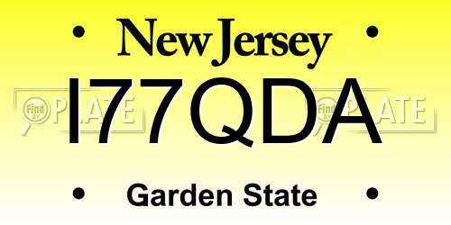 I77QDA New Jersey License Plate