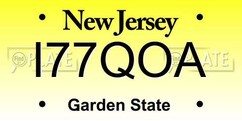 I77QOA New Jersey License Plate