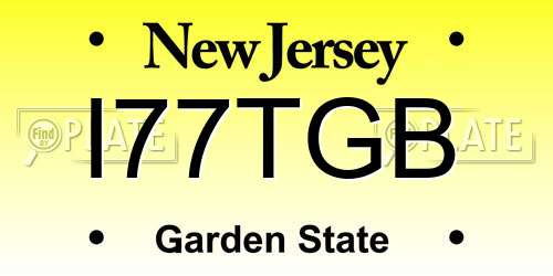 I77TGB New Jersey License Plate