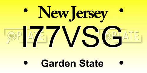 I77VSG New Jersey License Plate