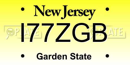I77ZGB New Jersey License Plate