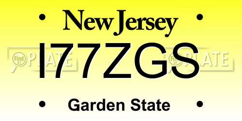 I77ZGS New Jersey License Plate