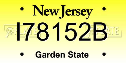 I78152B New Jersey License Plate