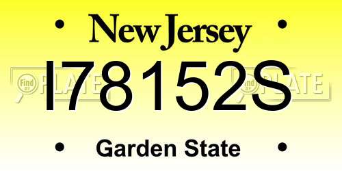 I78152S New Jersey License Plate