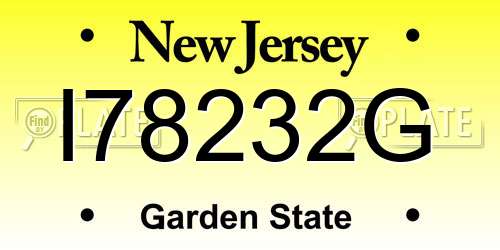 I78232G New Jersey License Plate