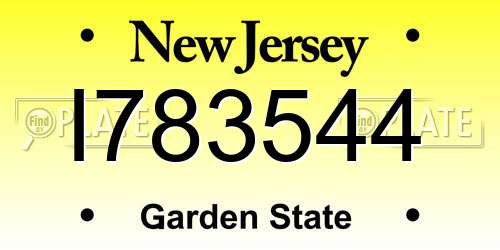 I783544 New Jersey License Plate