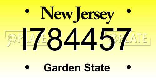 I784457 New Jersey License Plate