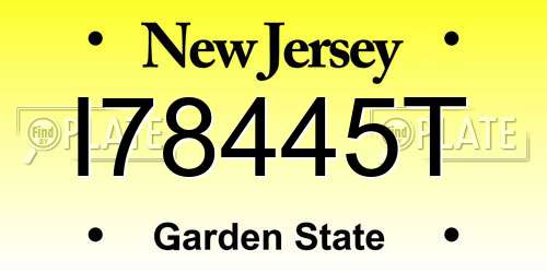 I78445T New Jersey License Plate
