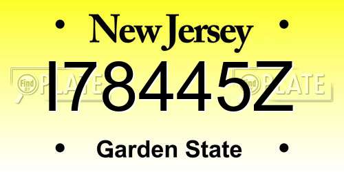 I78445Z New Jersey License Plate
