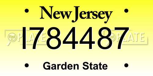 I784487 New Jersey License Plate