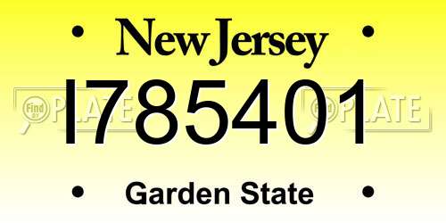 I785401 New Jersey License Plate