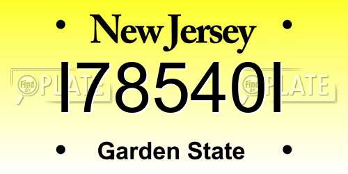 I78540I New Jersey License Plate