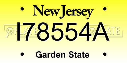 I78554A New Jersey License Plate