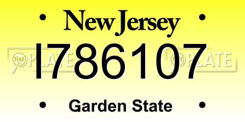 I786107 New Jersey License Plate