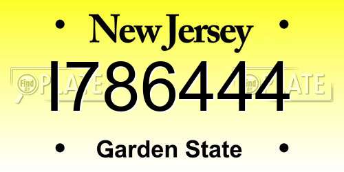 I786444 New Jersey License Plate