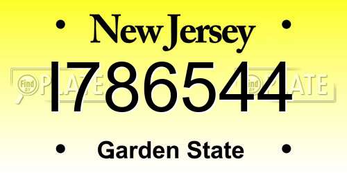 I786544 New Jersey License Plate