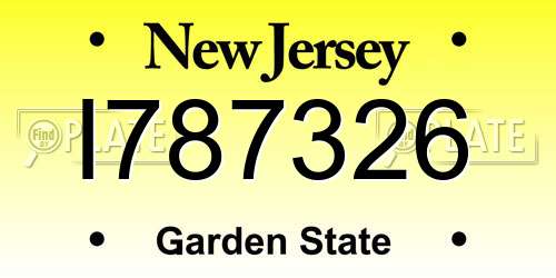 I787326 New Jersey License Plate