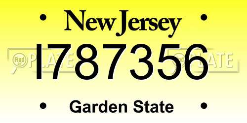 I787356 New Jersey License Plate
