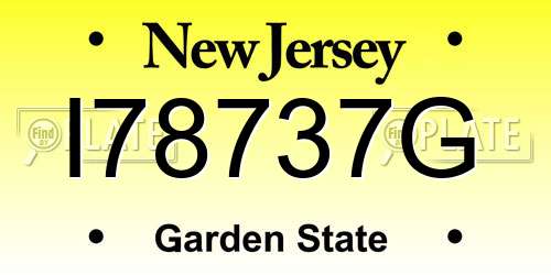 I78737G New Jersey License Plate