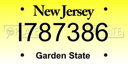 I787386 New Jersey License Plate