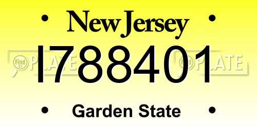 I788401 New Jersey License Plate