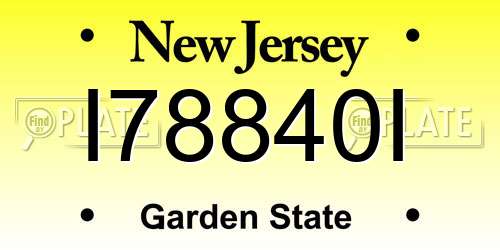 I78840I New Jersey License Plate