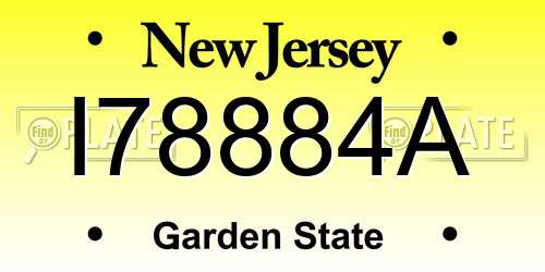 I78884A New Jersey License Plate