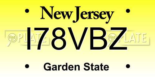 I78VBZ New Jersey License Plate