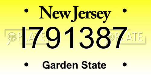 I791387 New Jersey License Plate