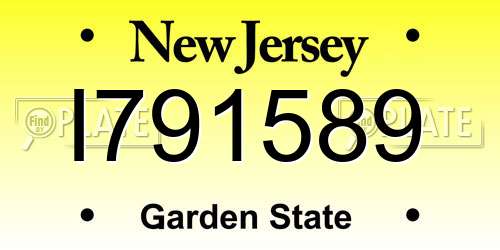 I791589 New Jersey License Plate