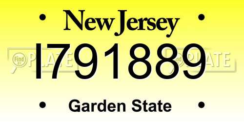 I791889 New Jersey License Plate